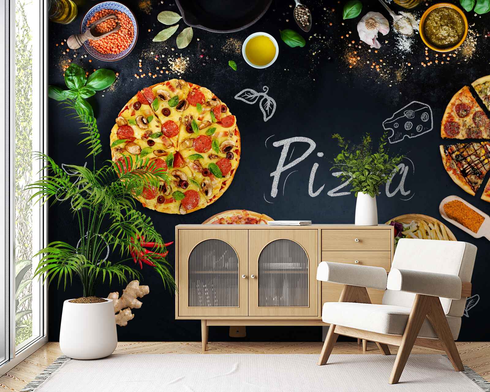 Fototapet alte produse alimentare, cum ar fi pizza