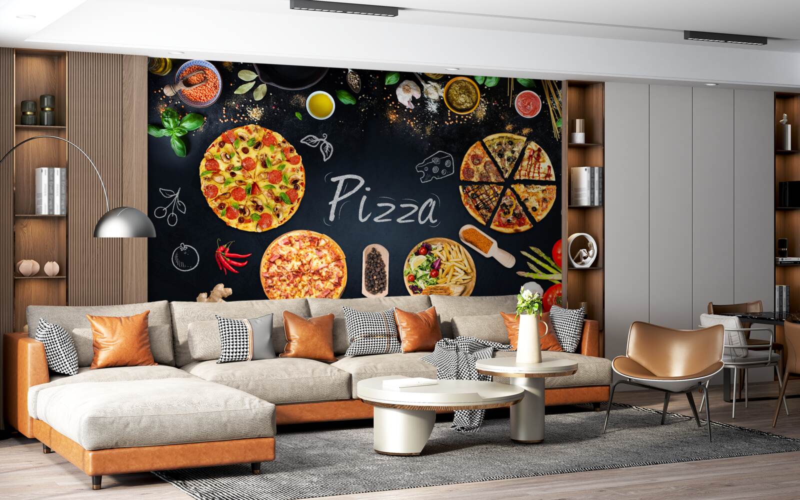 Fototapet alte produse alimentare, cum ar fi pizza