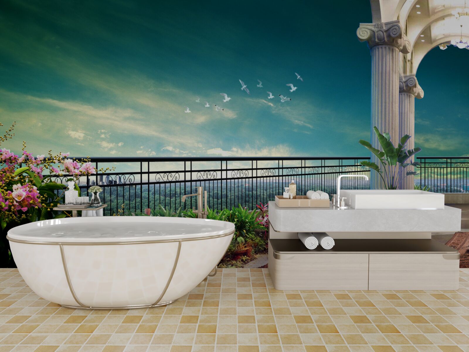 Fototapet foișor în locul de joacă de vară