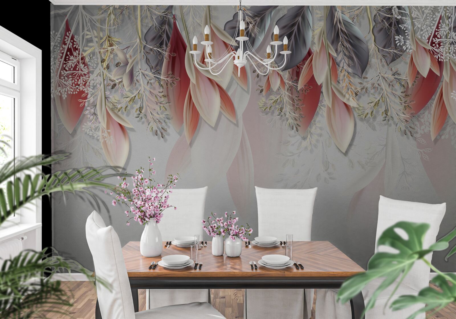 Fototapet linia de compoziție în roz merge în jos