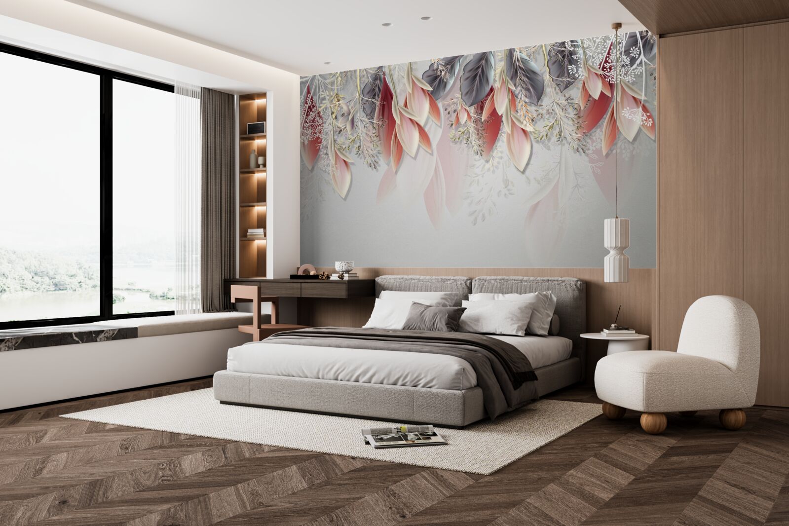 Fototapet linia de compoziție în roz merge în jos