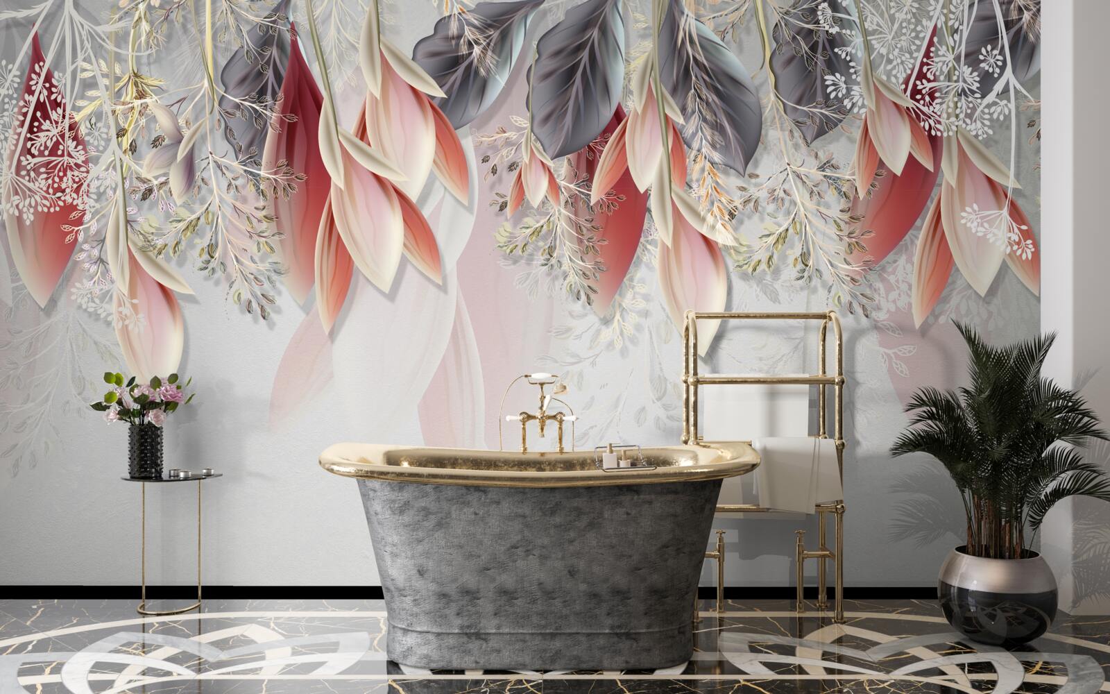 Fototapet linia de compoziție în roz merge în jos