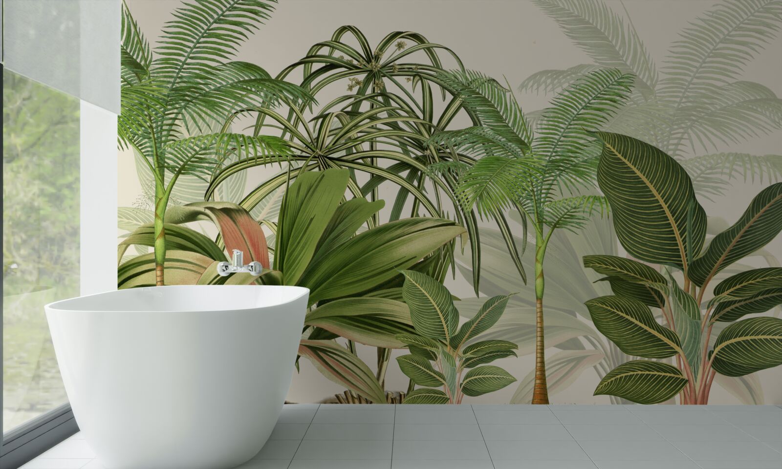 Fototapet copaci tropicali, inclusiv palmieri