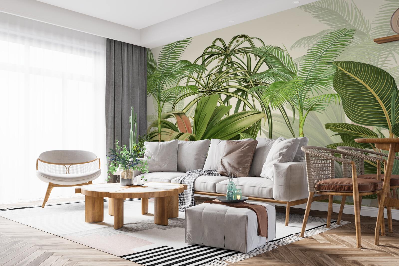 Fototapet copaci tropicali, inclusiv palmieri