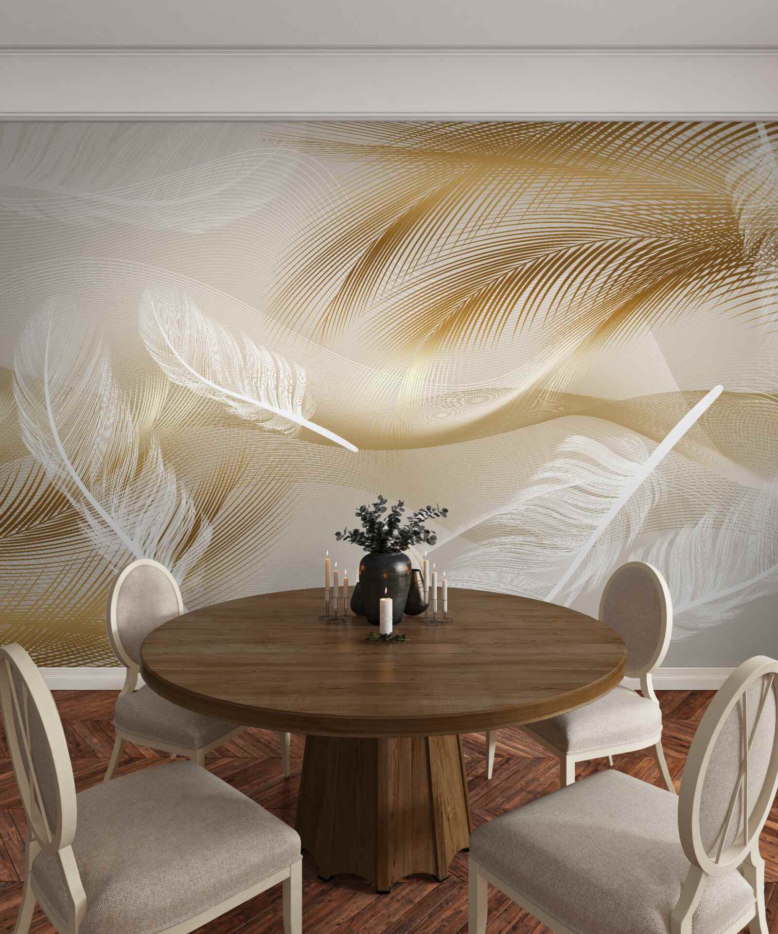 Fototapet pană abstractă în culori bej