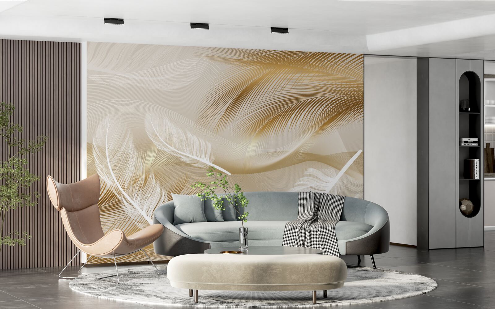 Fototapet pană abstractă în culori bej