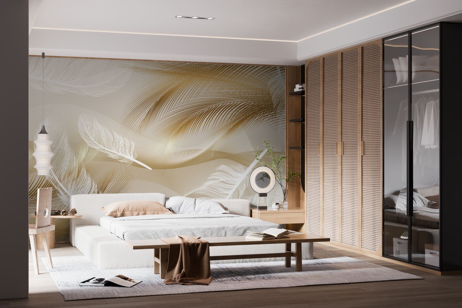 Fototapet pană abstractă în culori bej