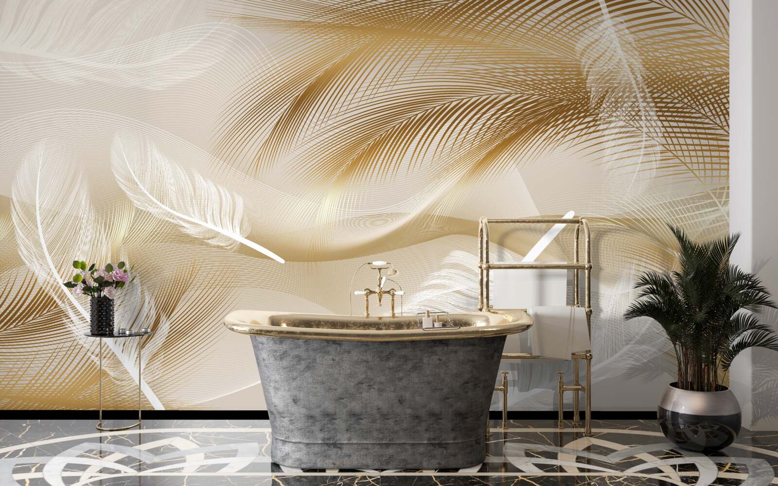 Fototapet pană abstractă în culori bej