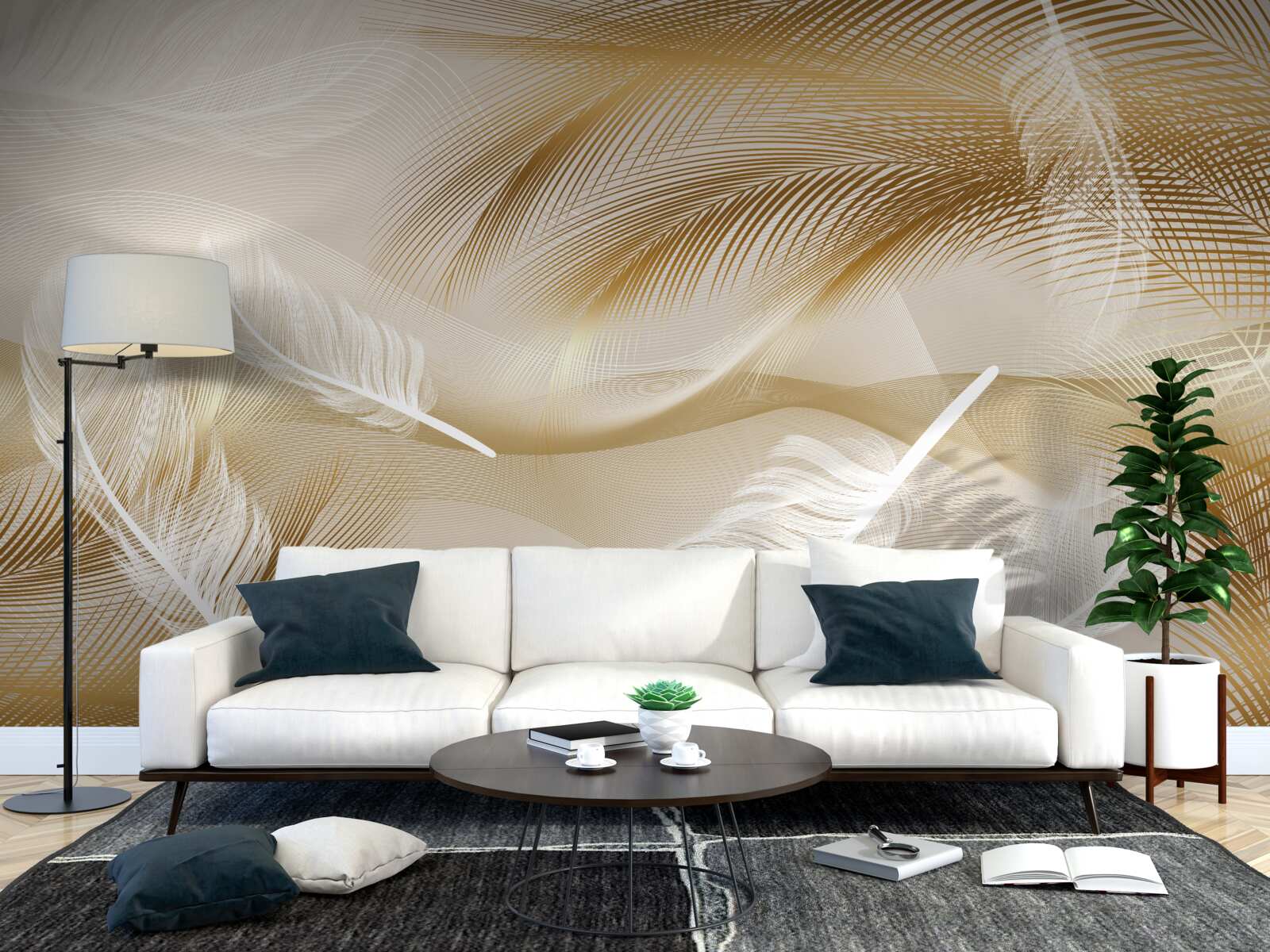 Fototapet pană abstractă în culori bej