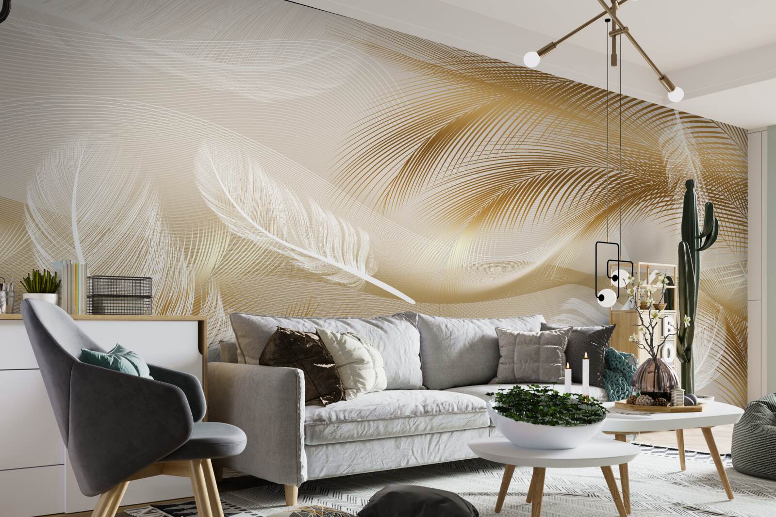 Fototapet pană abstractă în culori bej