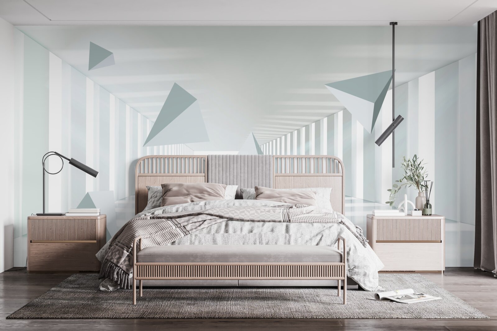 Fototapet tunel fără sfârșit și forme triunghiulare