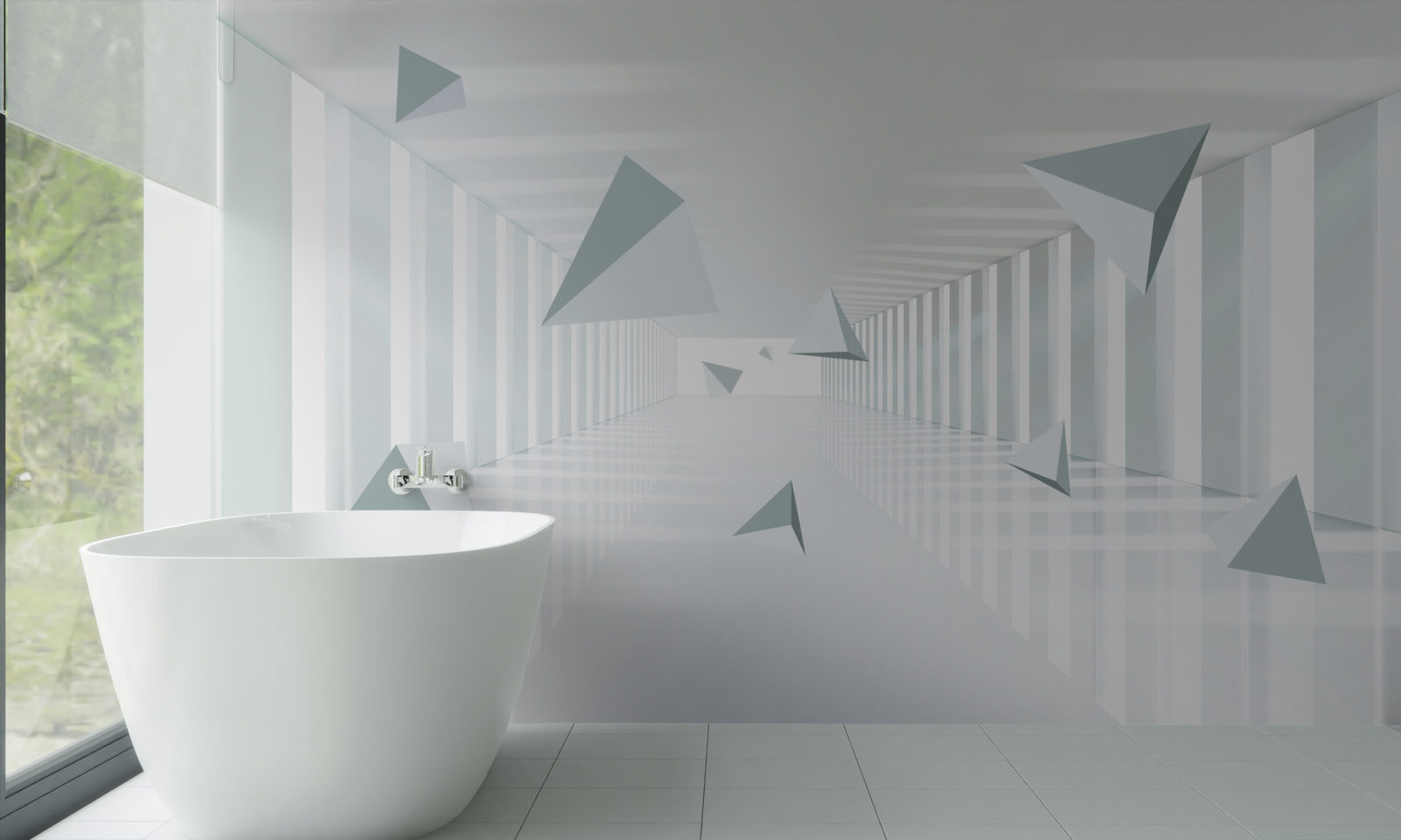 Fototapet tunel fără sfârșit și forme triunghiulare