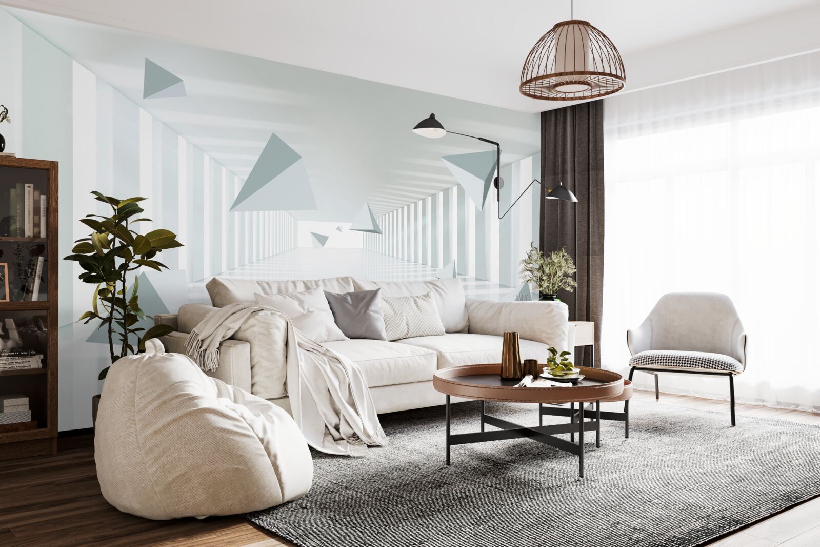 Fototapet tunel fără sfârșit și forme triunghiulare