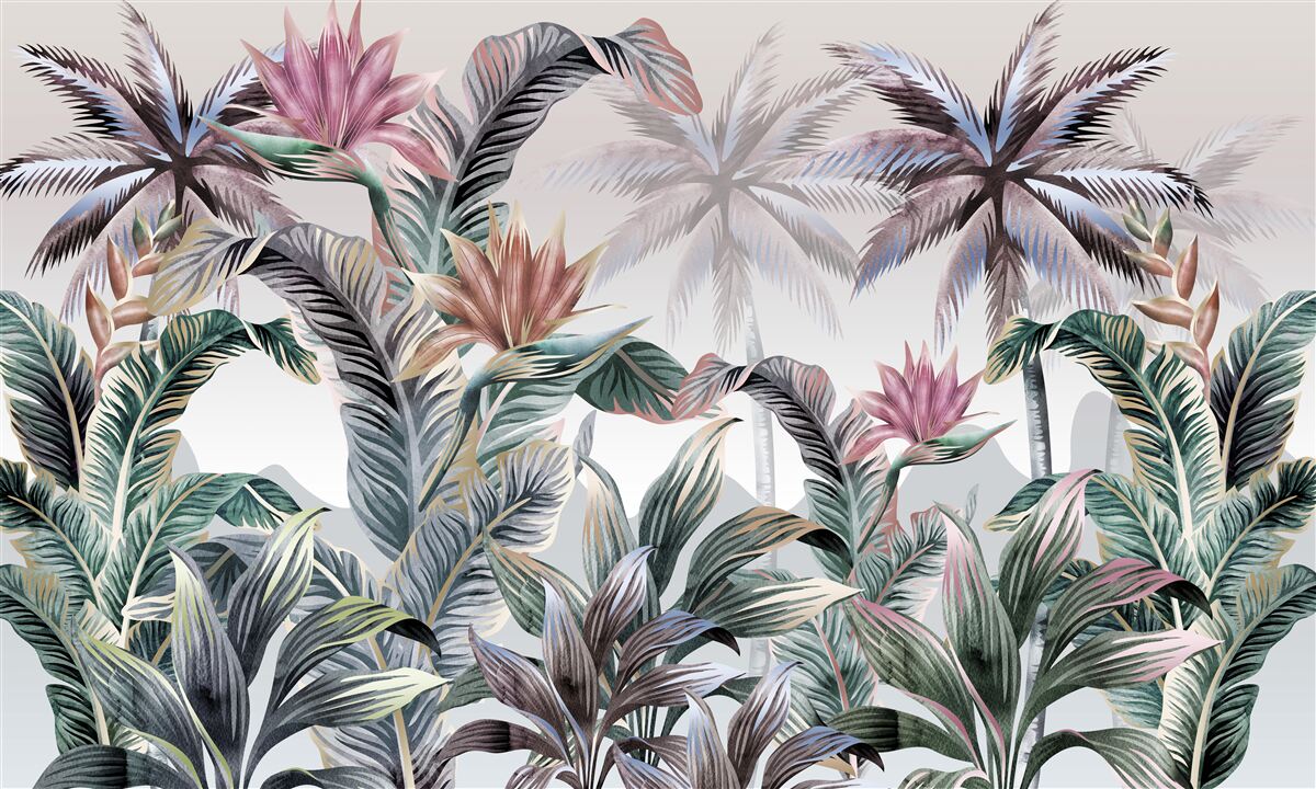 Fototapet copacii cu frunze cresc în junglă