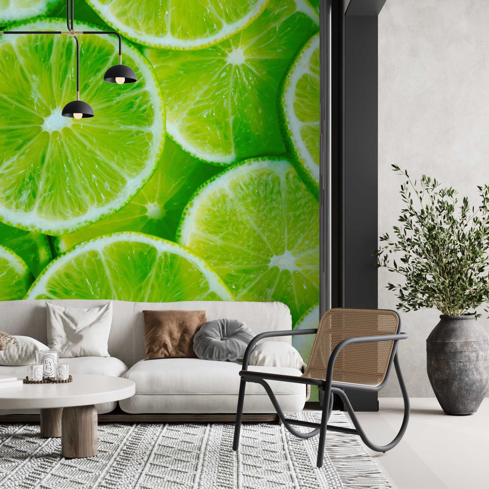 Fototapet se taie lămâia în felii rotunde subțiri