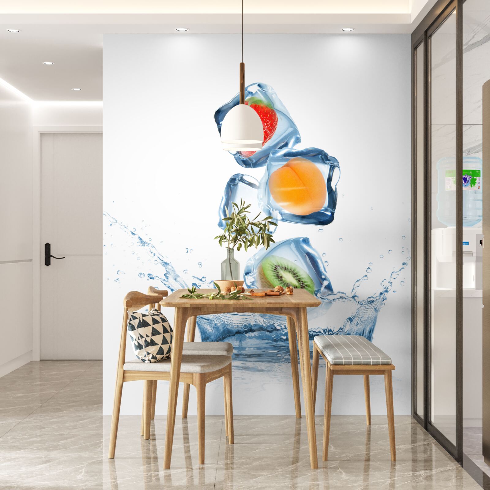 Fototapet cuburi de gheață cu fructe