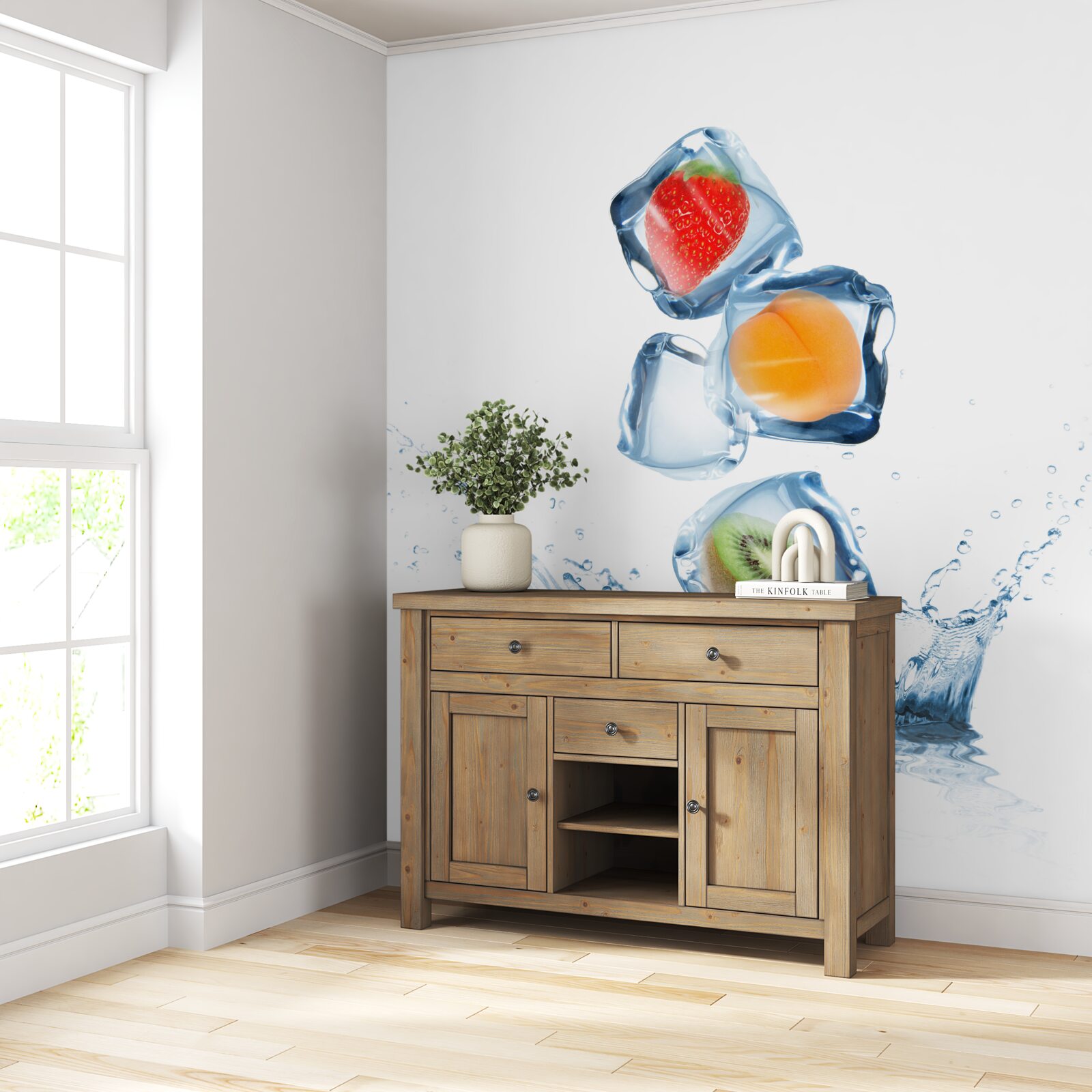 Fototapet cuburi de gheață cu fructe