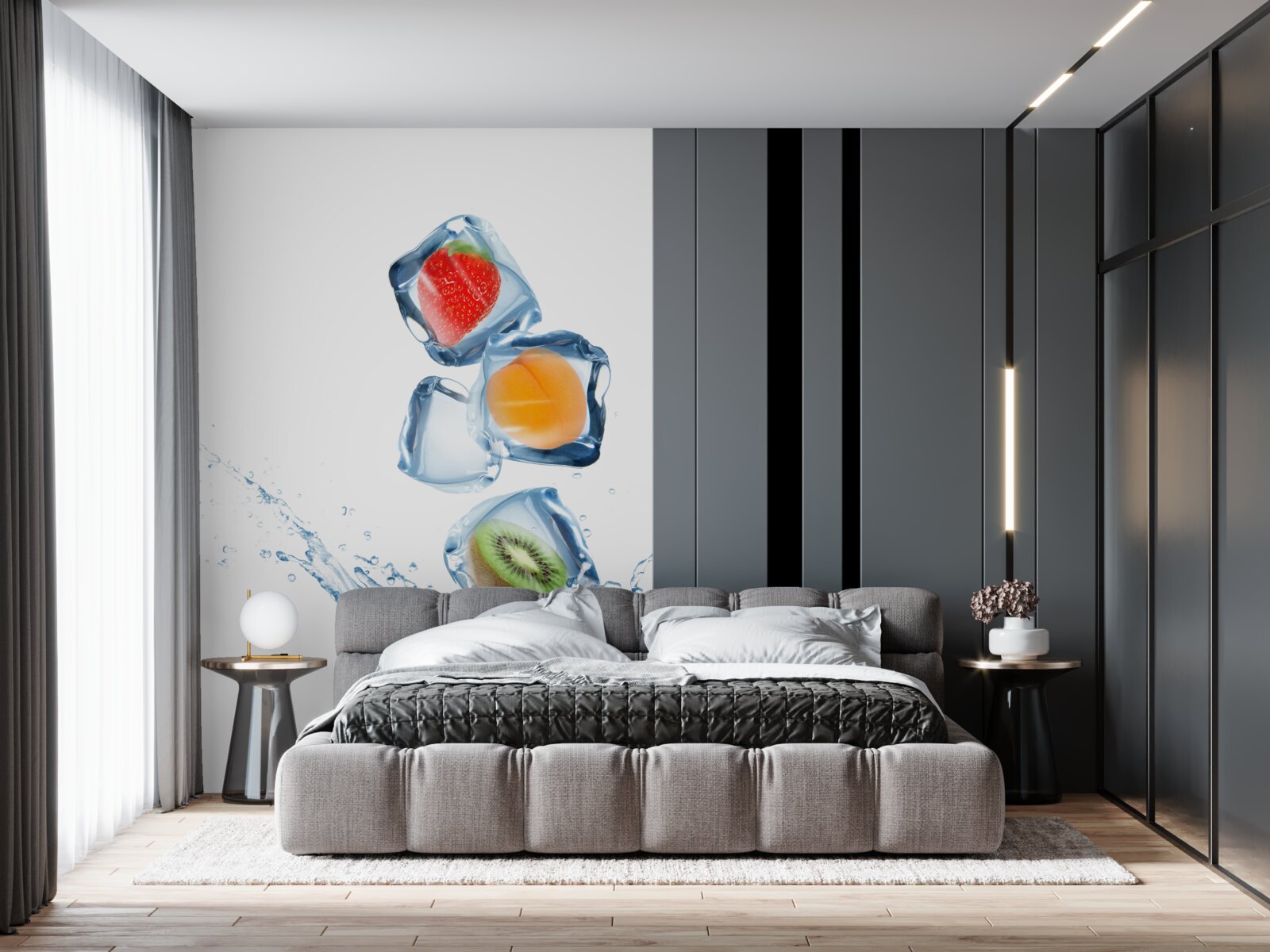 Fototapet cuburi de gheață cu fructe