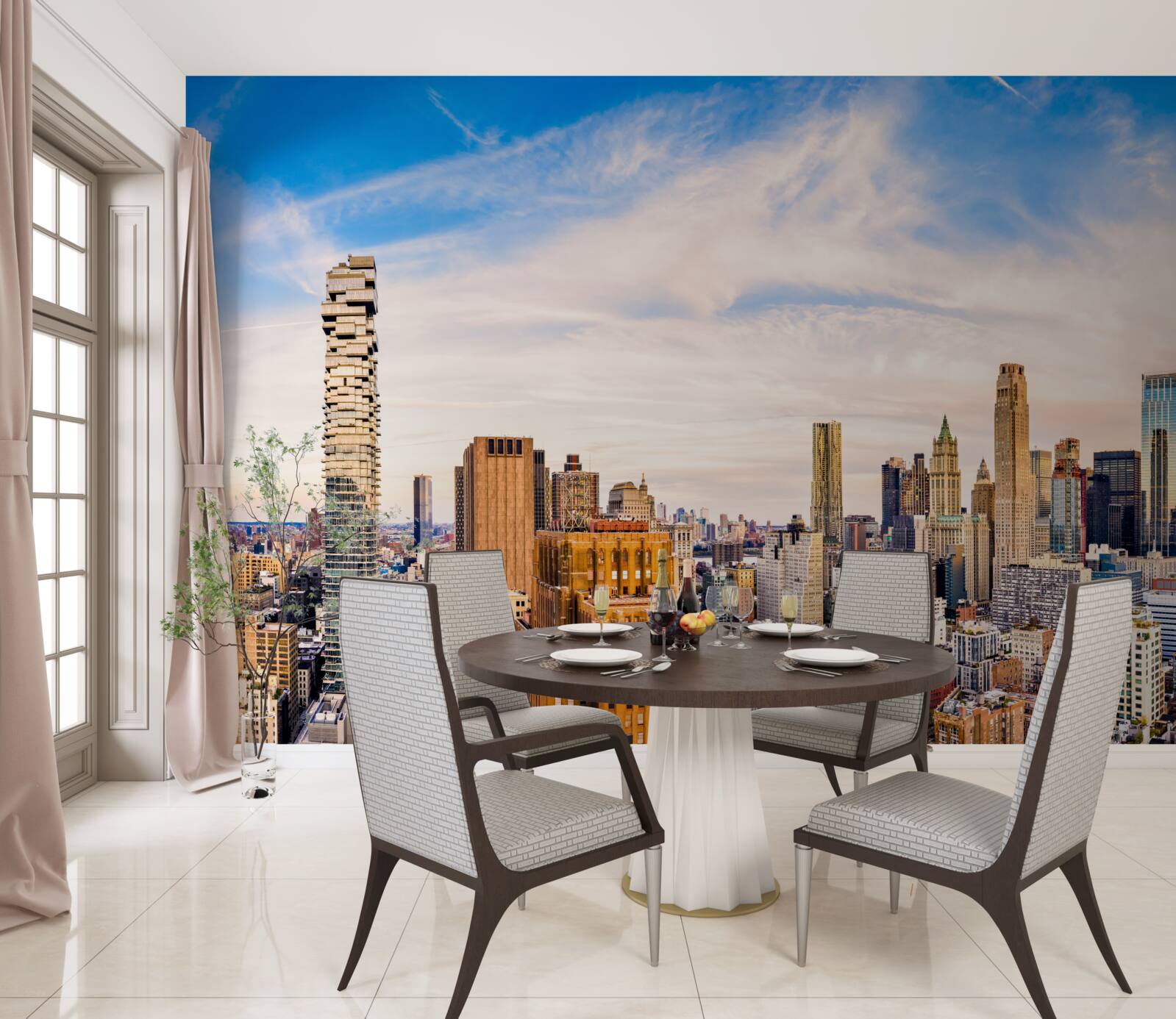 Fototapet apus de soare peste Lower Manhattan