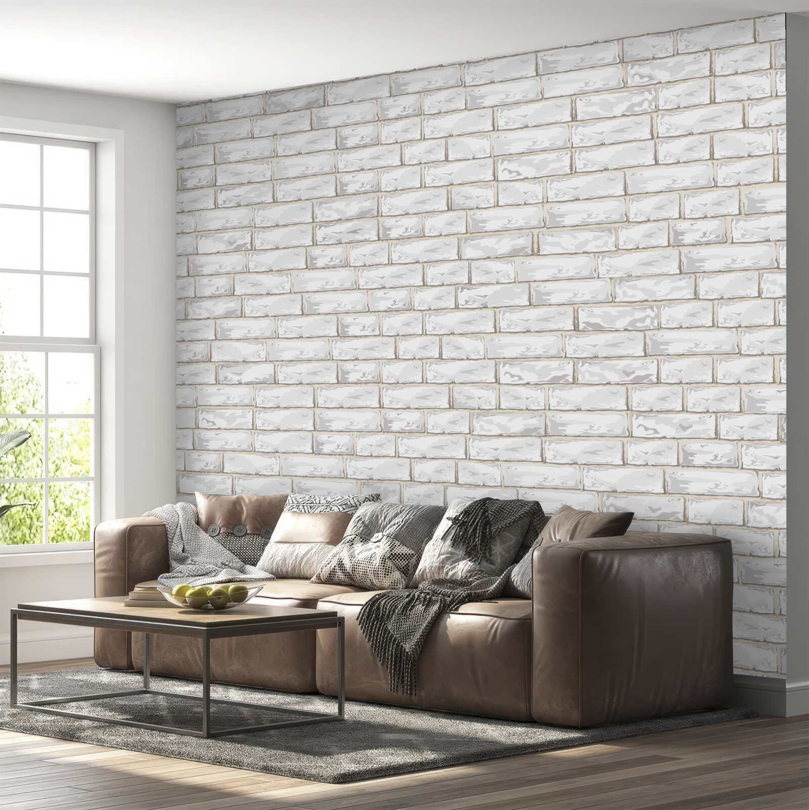 Fototapet Zid căptușit cu cărămidă albă