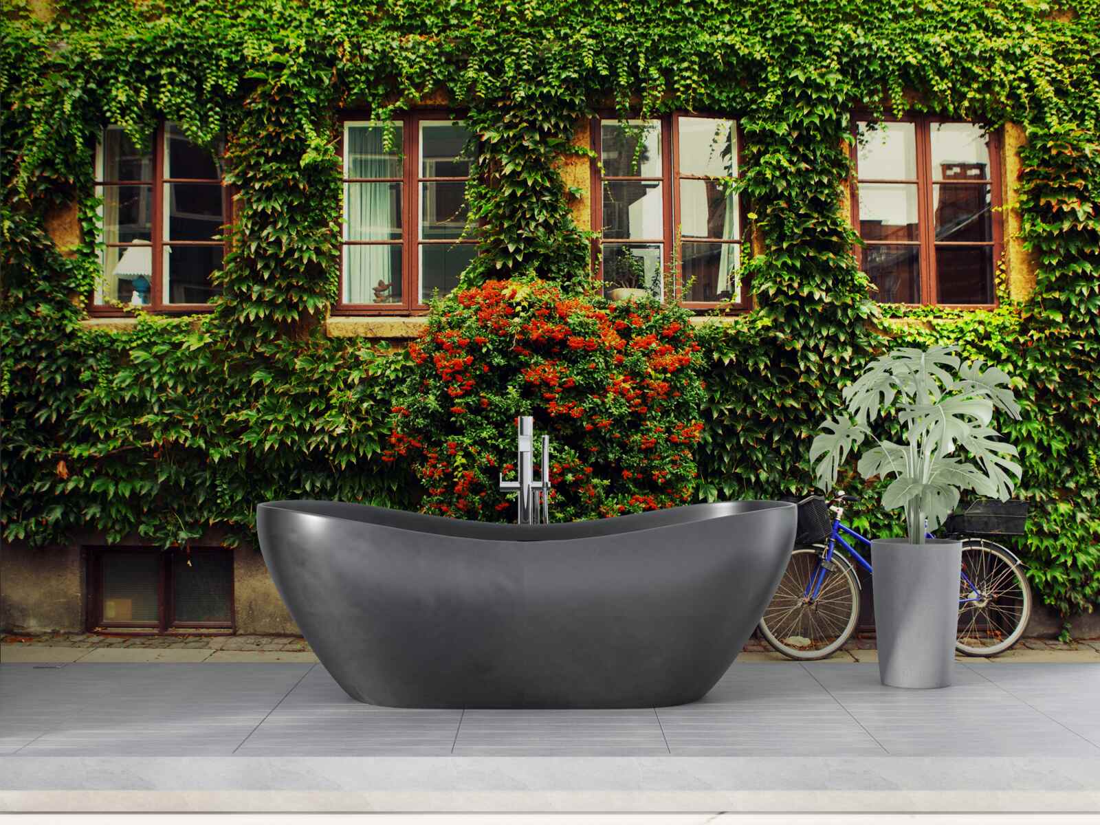 Fototapet casă acoperită cu iederă din cauza vechimii