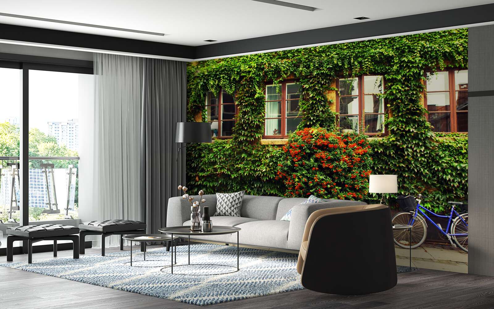 Fototapet casă acoperită cu iederă din cauza vechimii