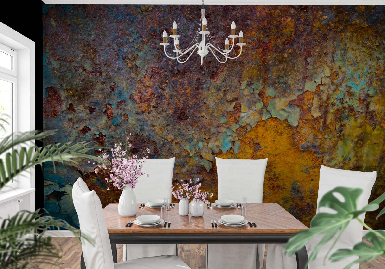 Fototapet perete metalic ruginit