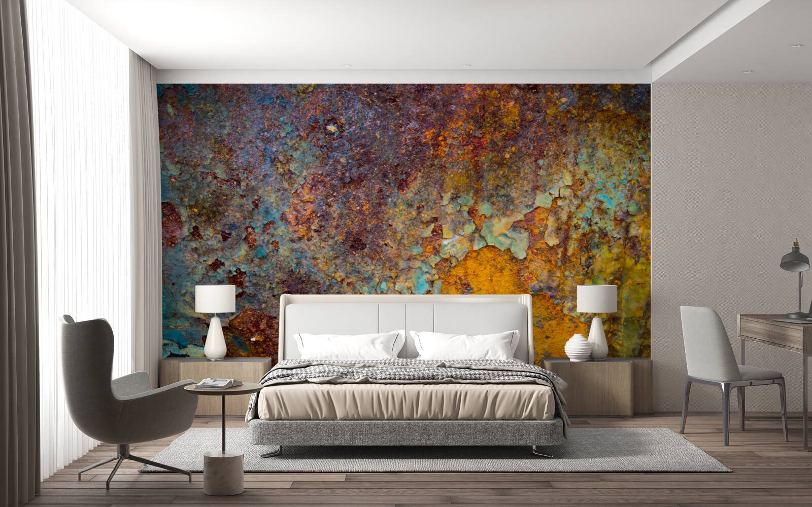 Fototapet perete metalic ruginit