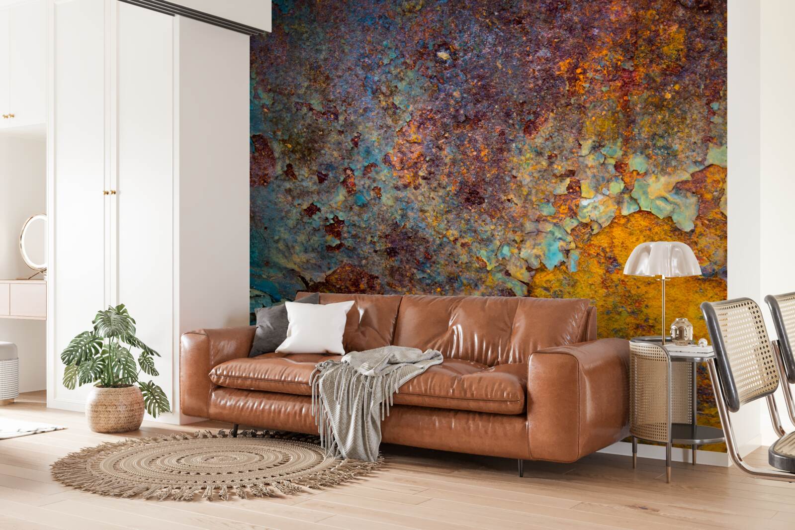 Fototapet perete metalic ruginit