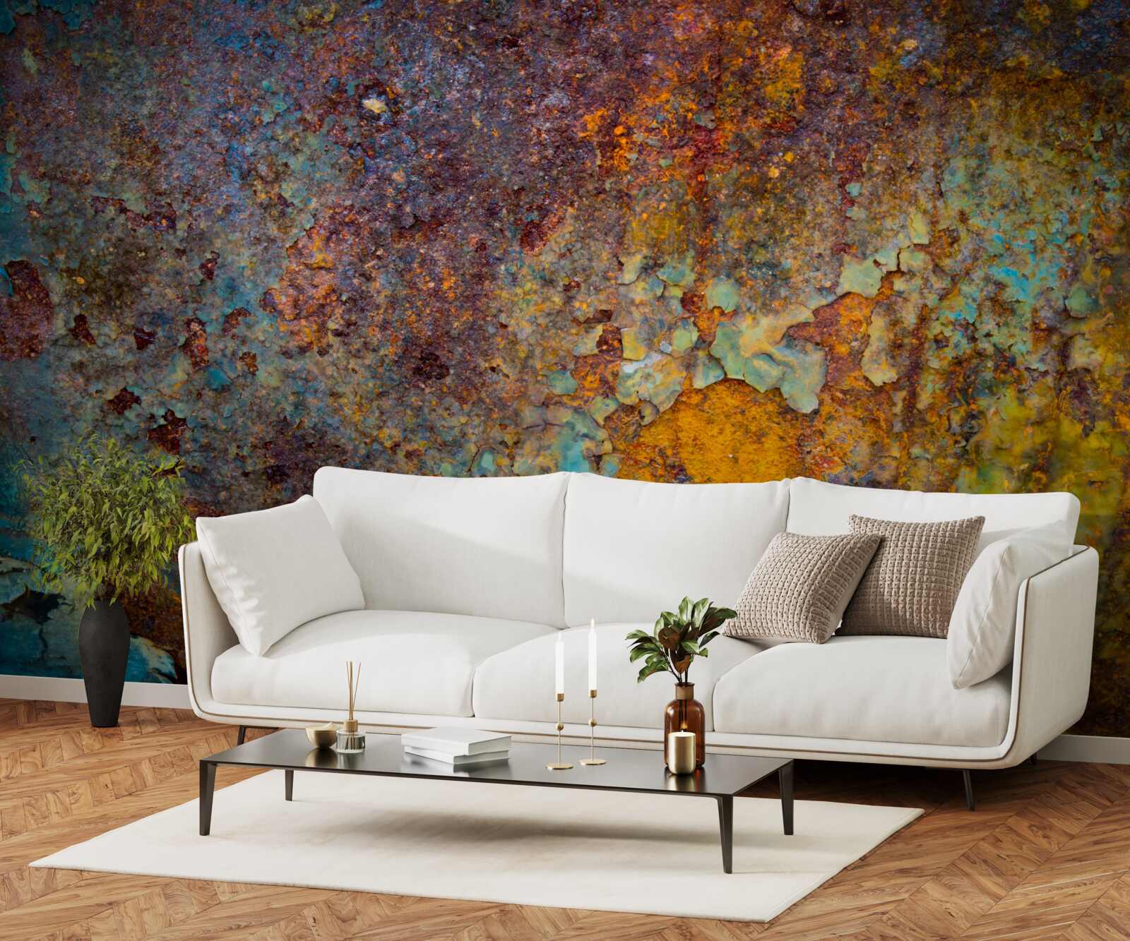 Fototapet perete metalic ruginit