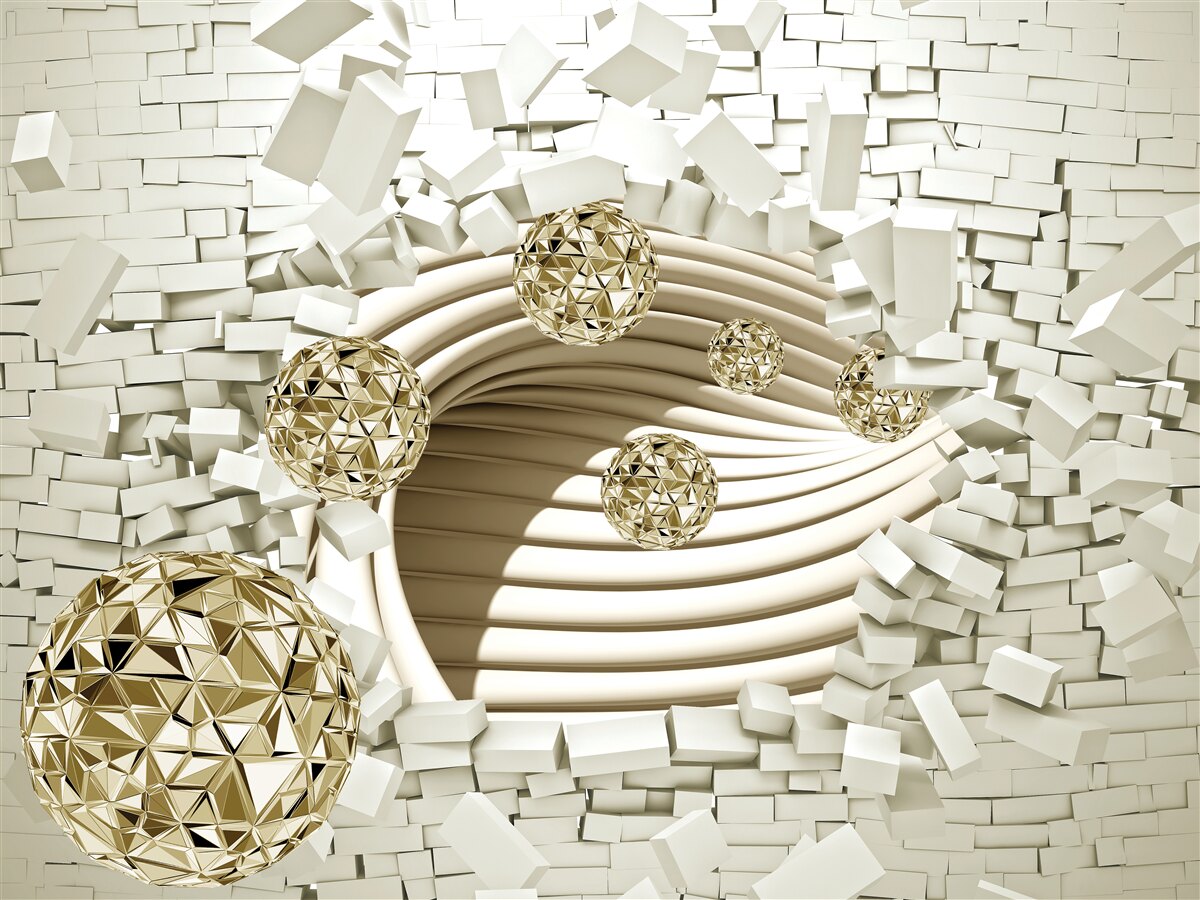 Fototapet bilele conceptuale sparg un zid de cărămidă