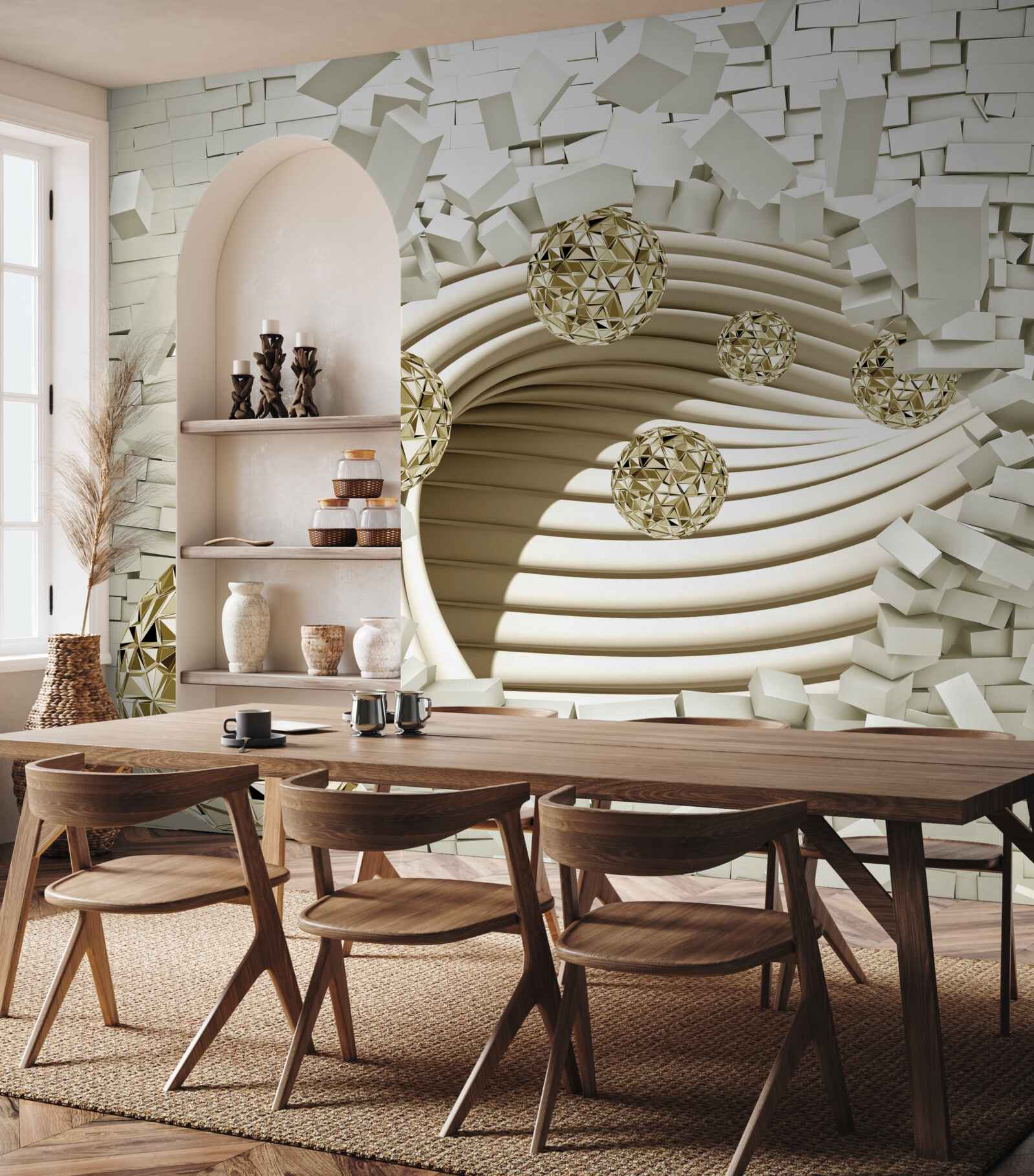 Fototapet bilele conceptuale sparg un zid de cărămidă