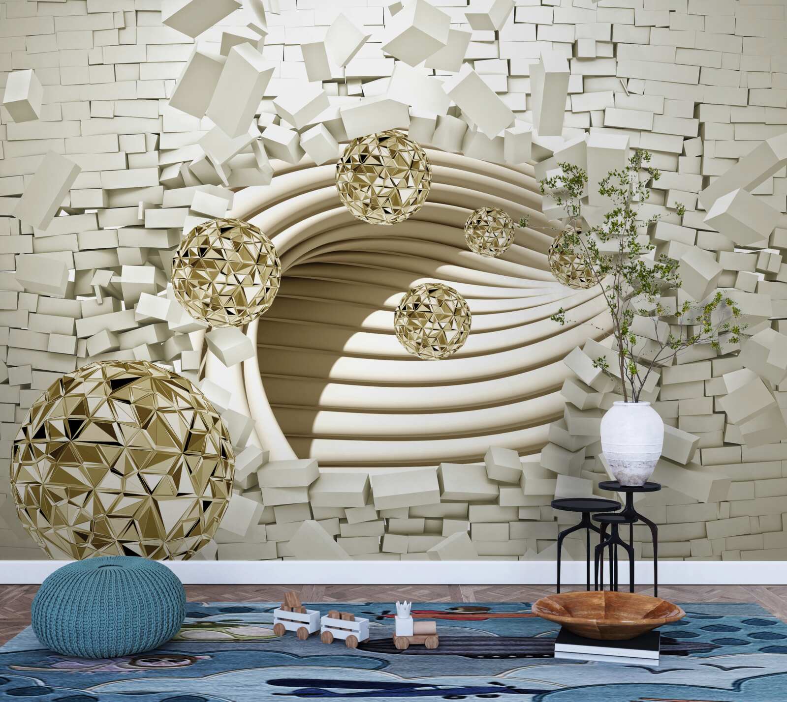 Fototapet bilele conceptuale sparg un zid de cărămidă