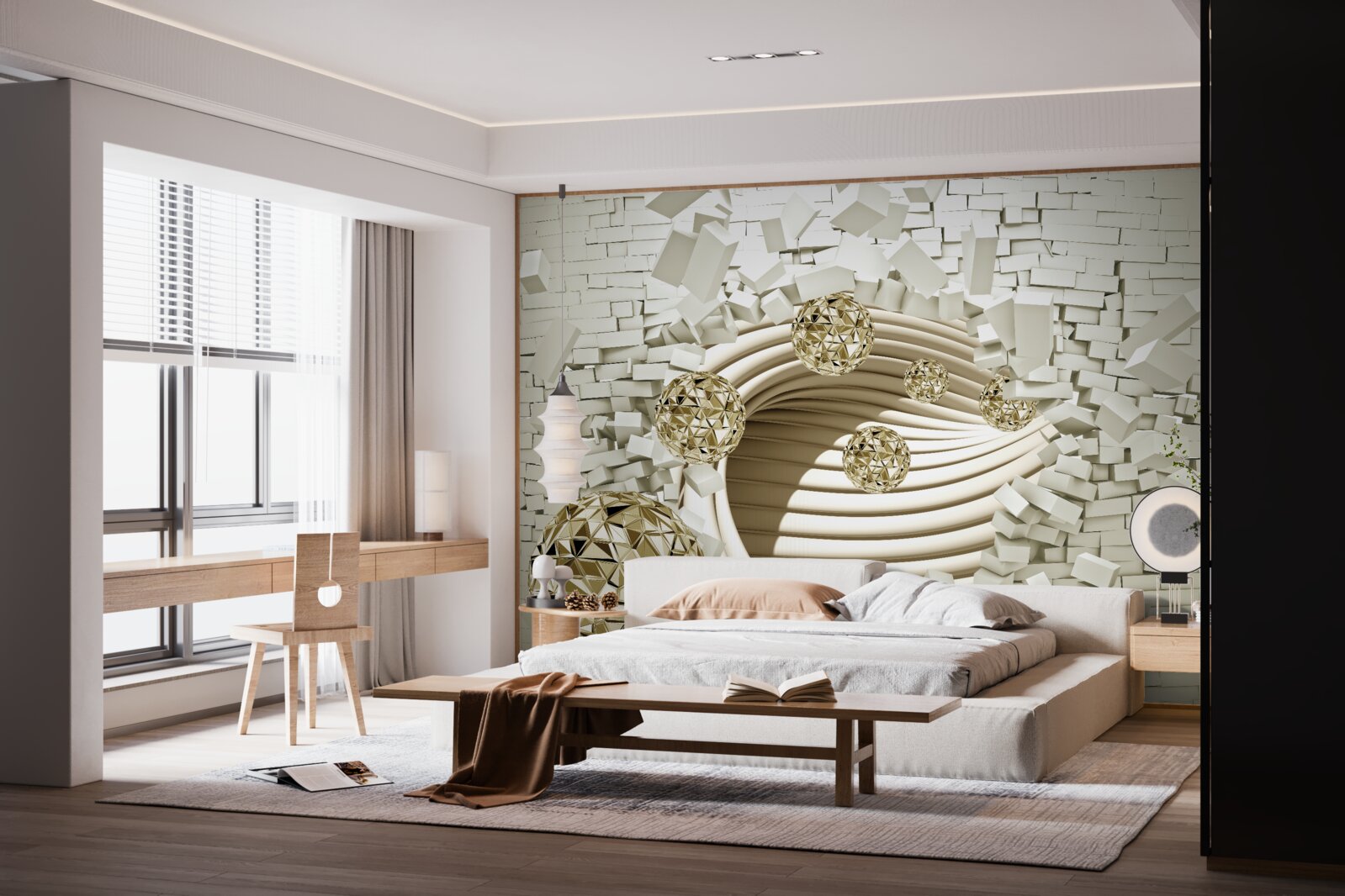 Fototapet bilele conceptuale sparg un zid de cărămidă