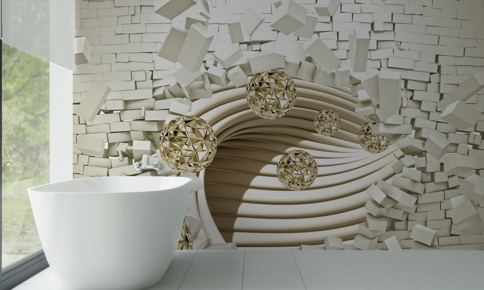 Fototapet bilele conceptuale sparg un zid de cărămidă