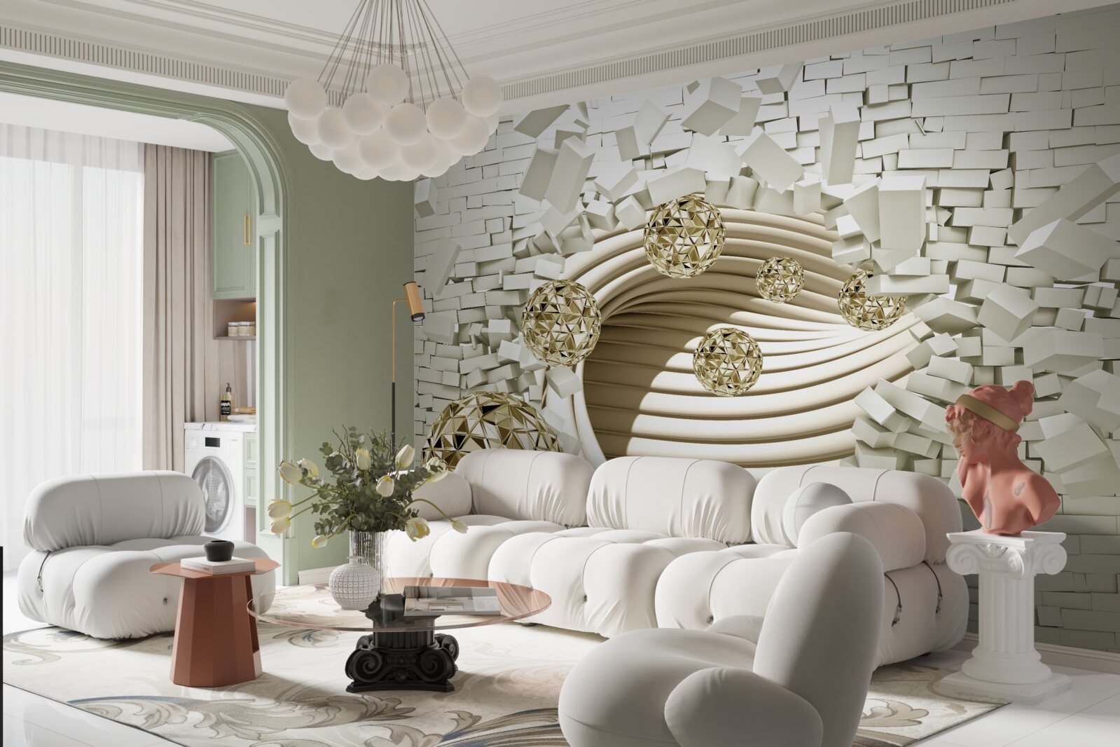 Fototapet bilele conceptuale sparg un zid de cărămidă