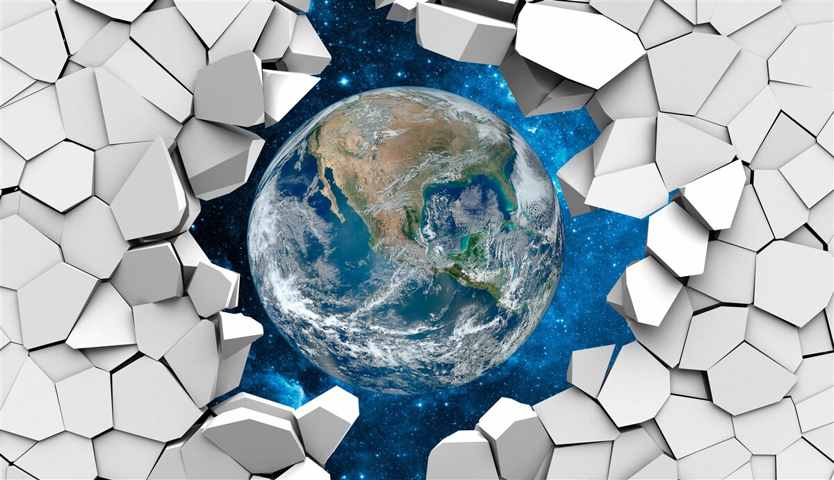 Fototapet vedere a sitului printr-un perete spart