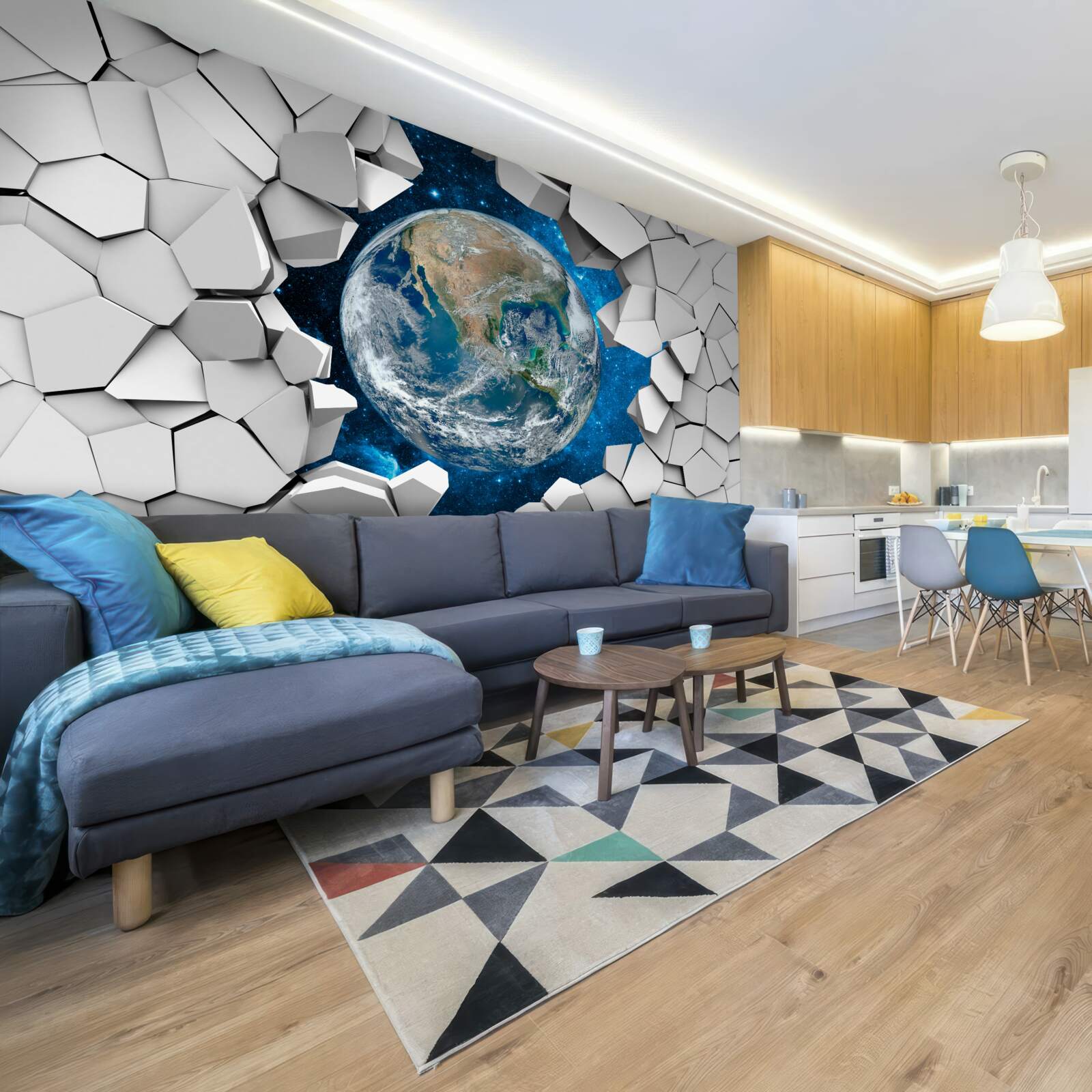 Fototapet vedere a sitului printr-un perete spart