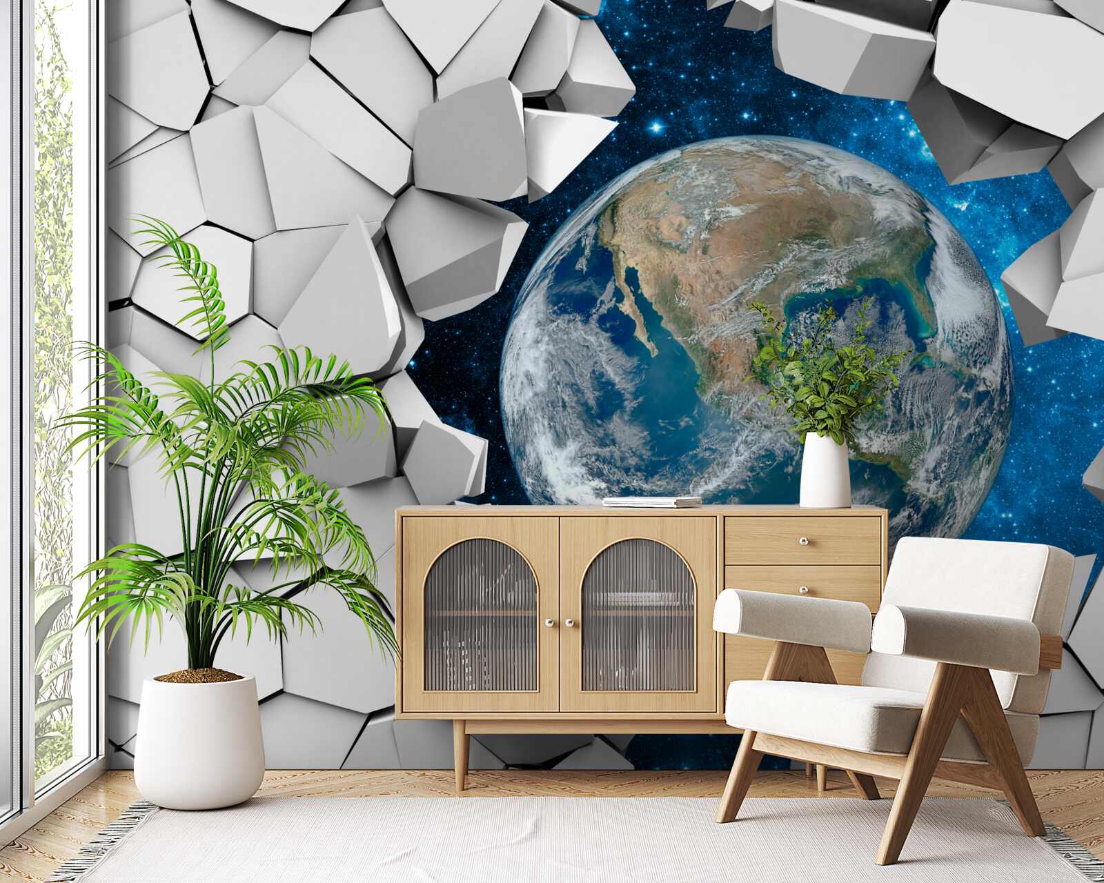 Fototapet vedere a sitului printr-un perete spart