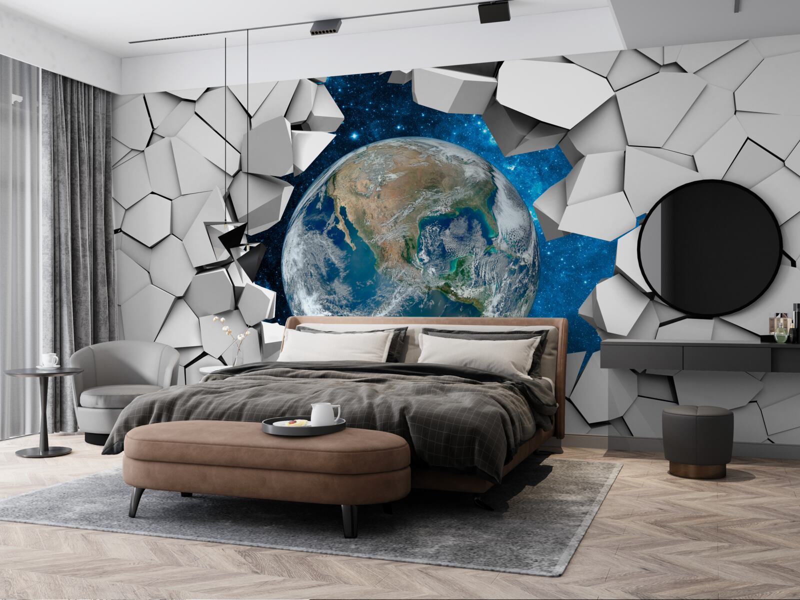 Fototapet vedere a sitului printr-un perete spart