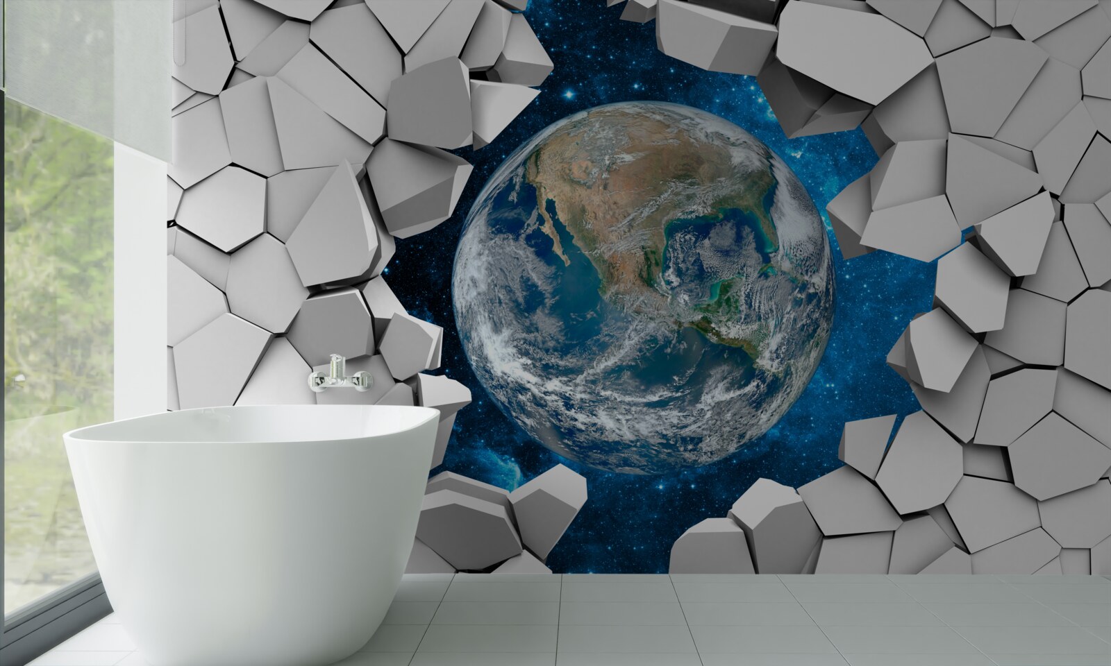 Fototapet vedere a sitului printr-un perete spart