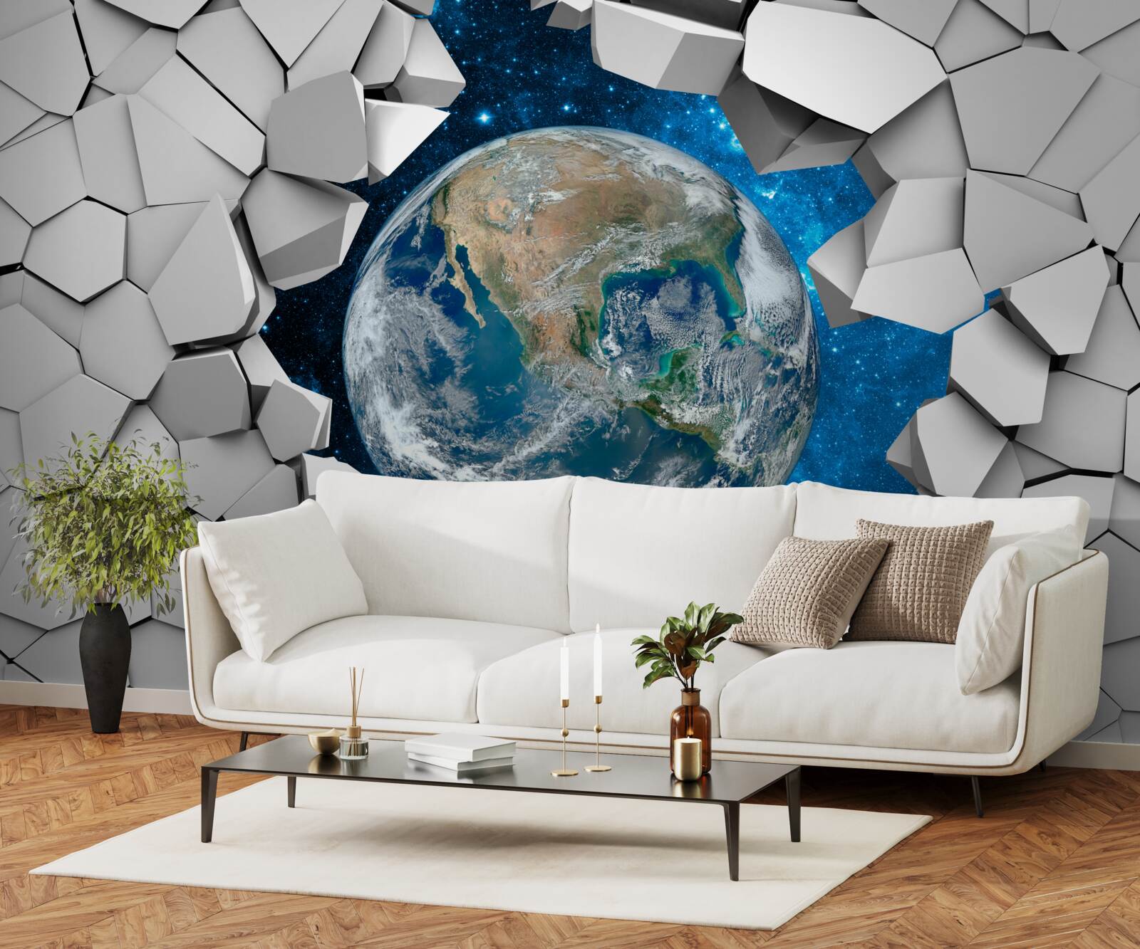 Fototapet vedere a sitului printr-un perete spart