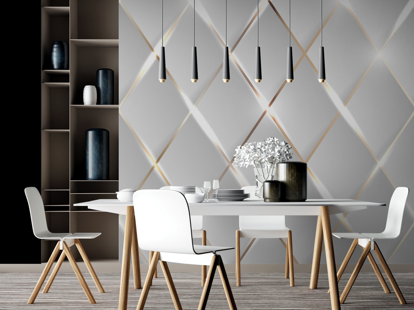 Fototapet seturi de porțelanuri din aur și argint