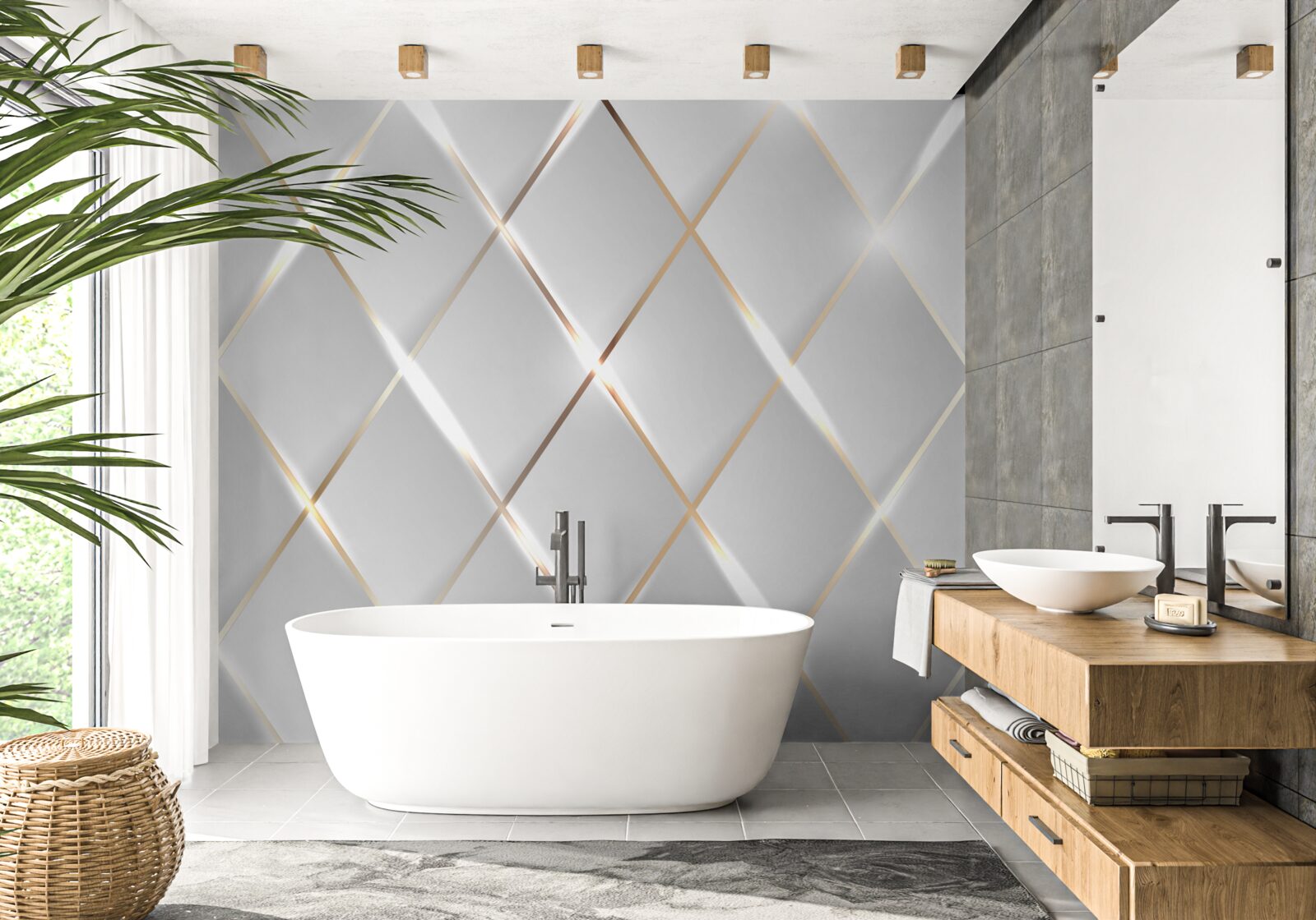 Fototapet seturi de porțelanuri din aur și argint