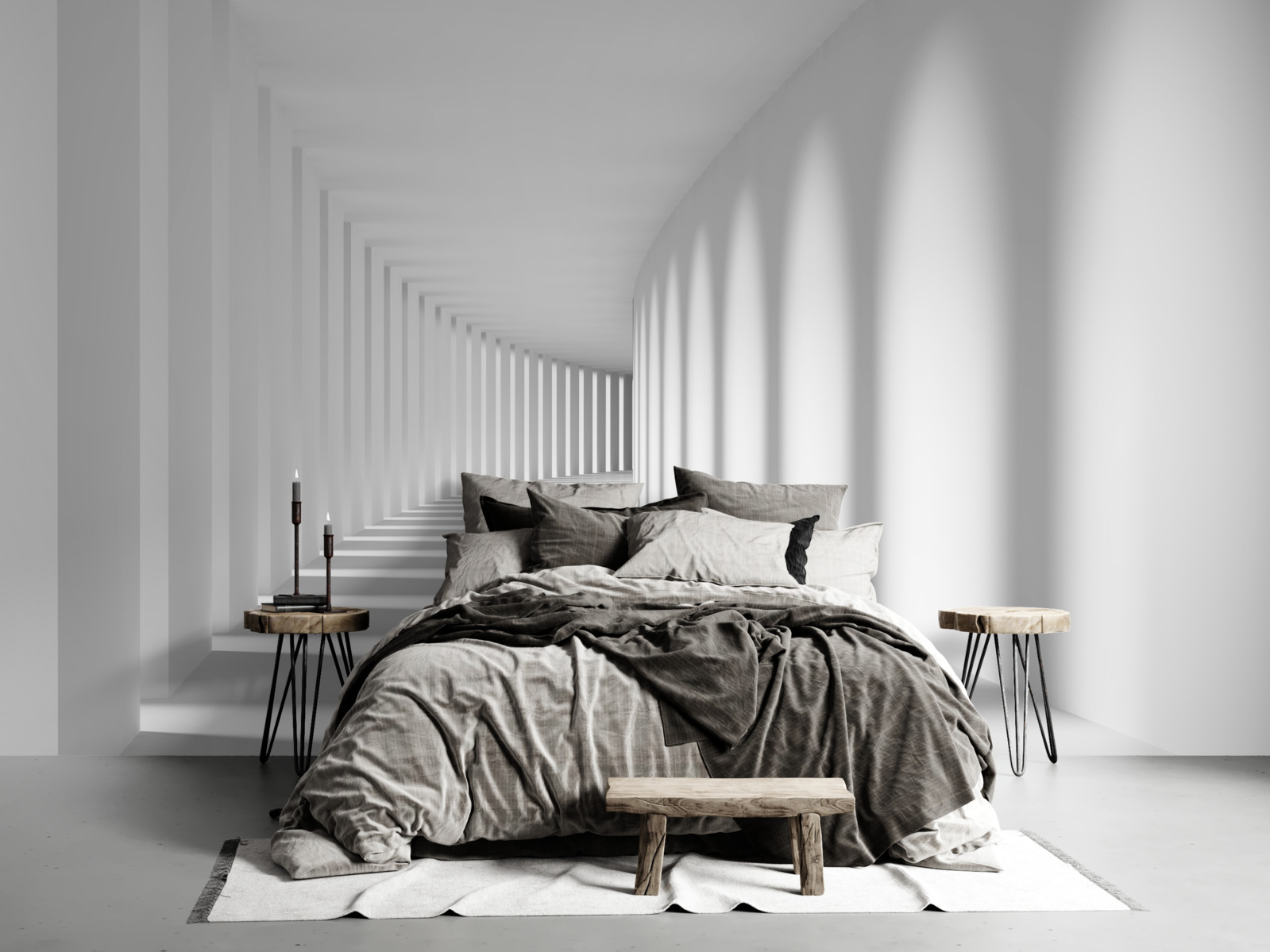 Fototapet tunelul care merge în depărtare este înconjurat de coloane înalte