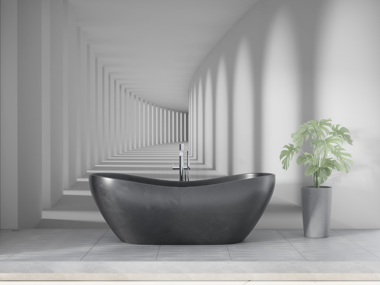 Fototapet tunelul care merge în depărtare este înconjurat de coloane înalte