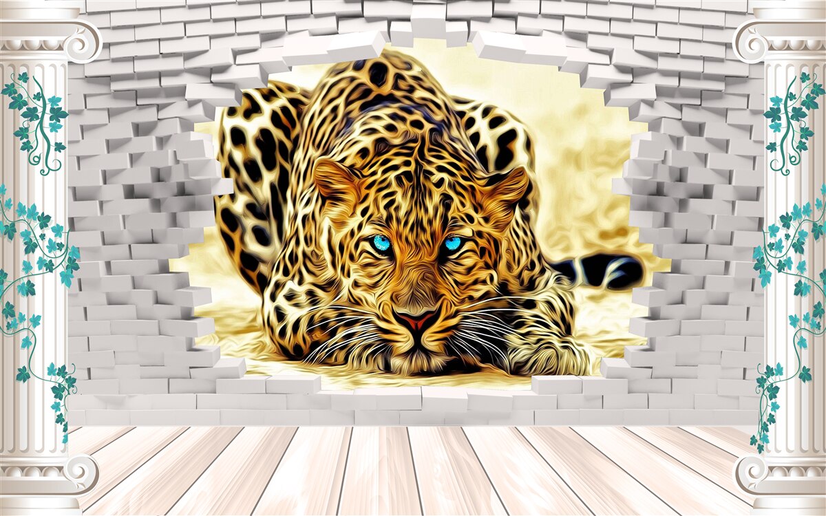 Fototapet o panteră amenințătoare distruge bariera