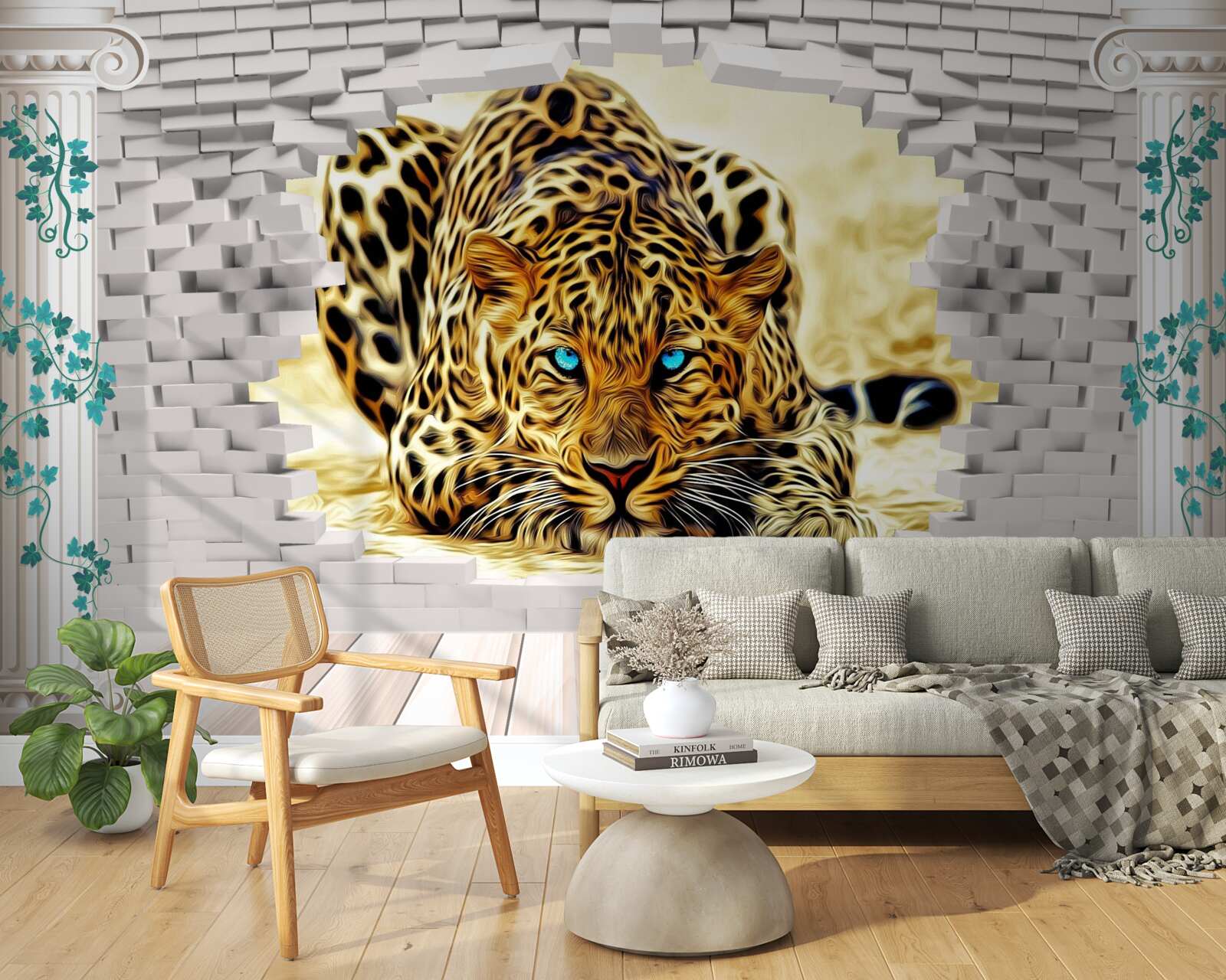 Fototapet o panteră amenințătoare distruge bariera