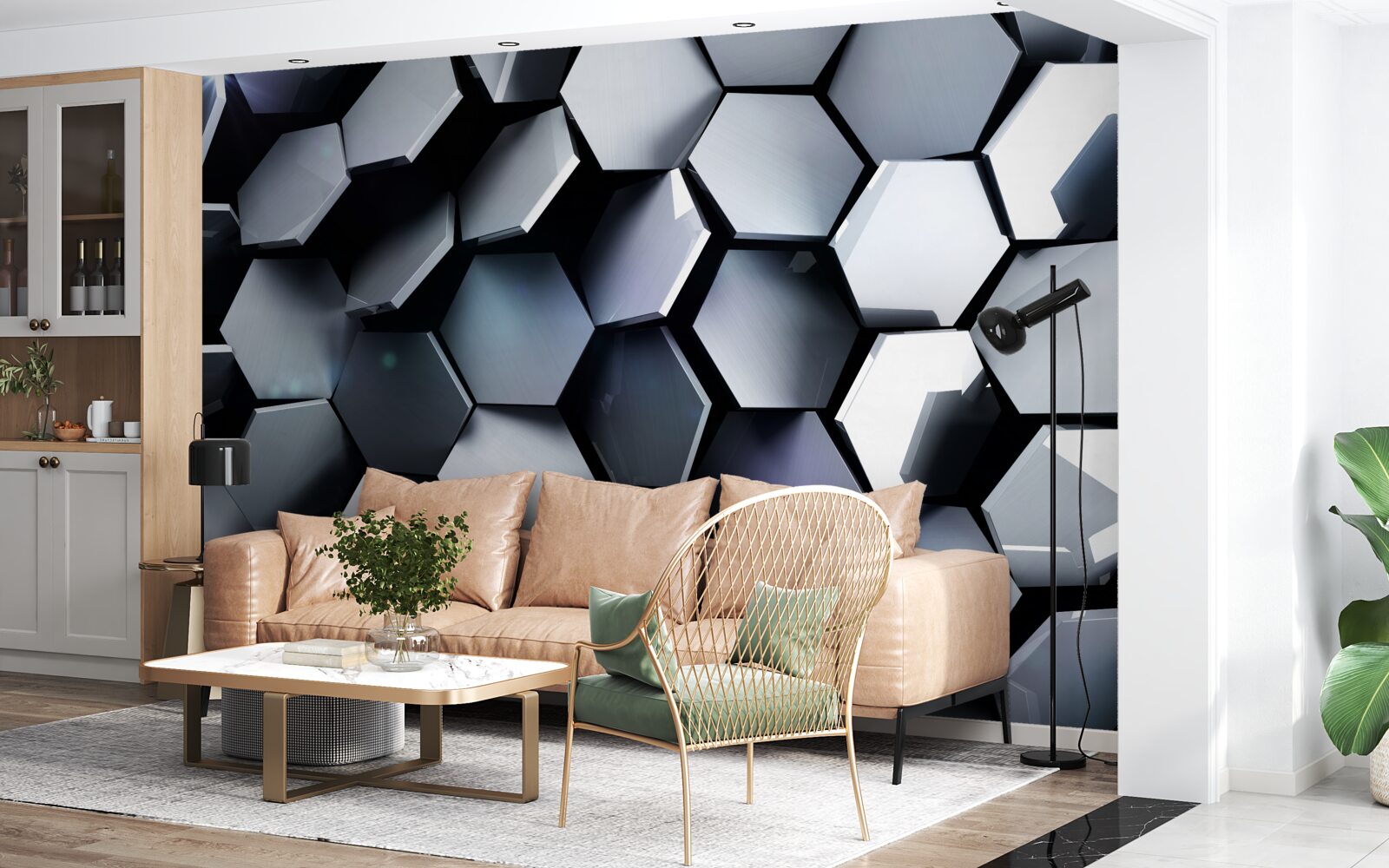 Fototapet pentagoni în 3d cu cartografiere