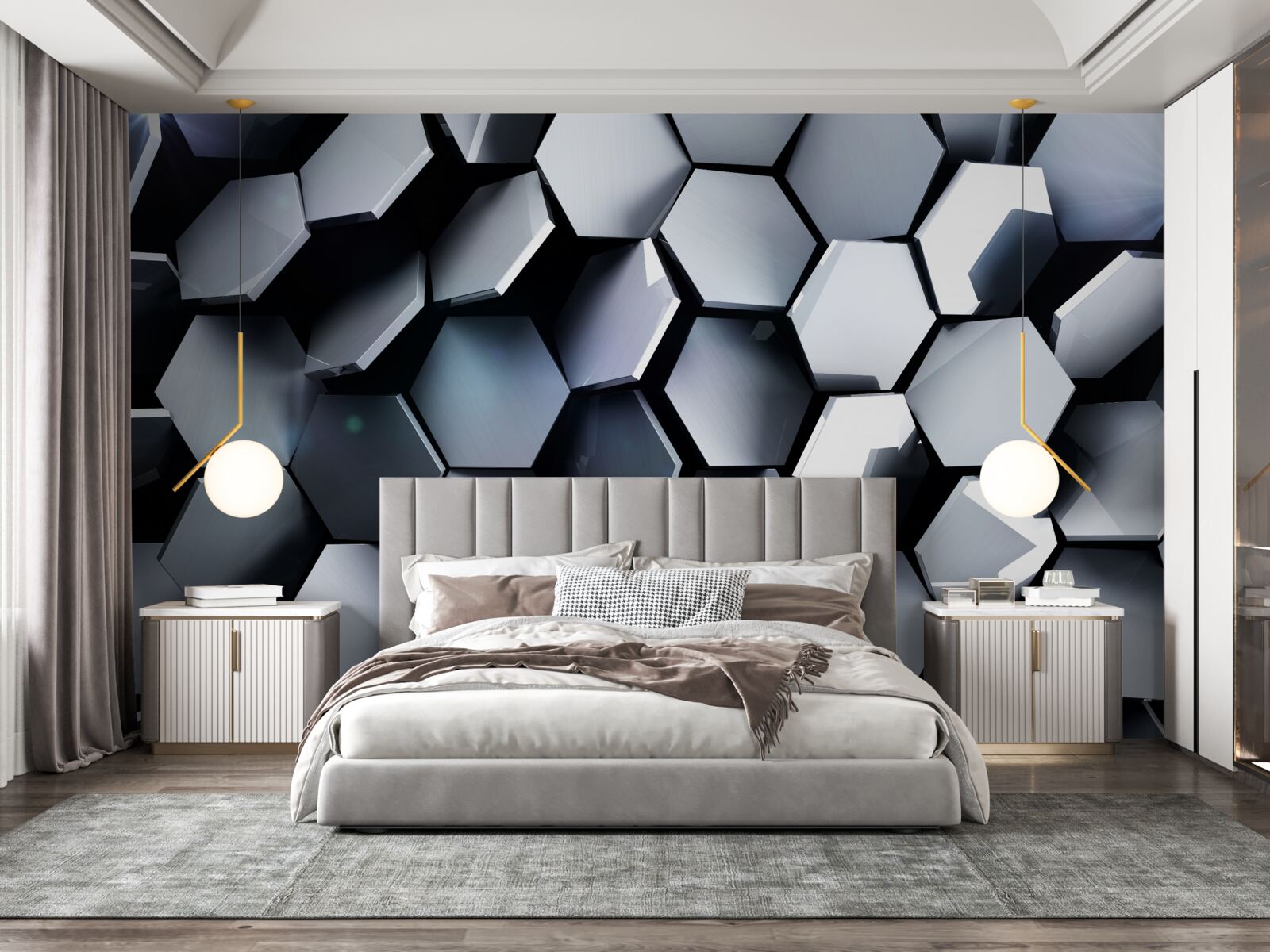 Fototapet pentagoni în 3d cu cartografiere